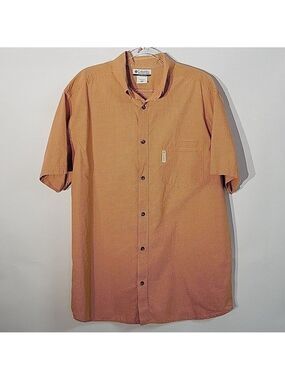 Columbia Sportswear Men's Orange Plaid Patterned Outdoor Shirt, Size XL